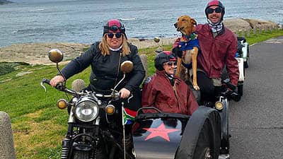 Motorcycle Sidecar Tours People Sitting In Sidecar Man With Dog