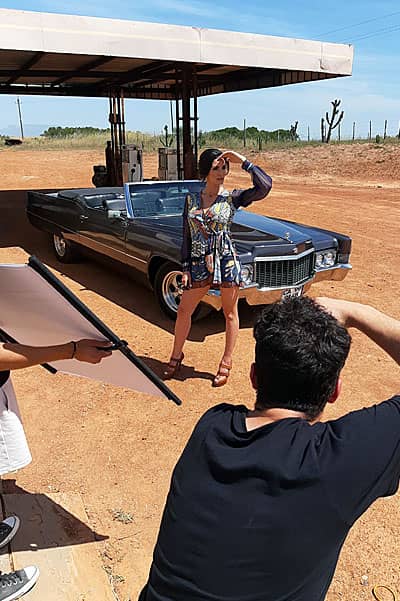 movie cars for hire photography of model with cadillac